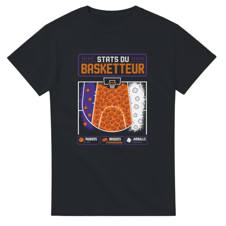 T shirt Stats du Basketteur Paniers Briques Airballs