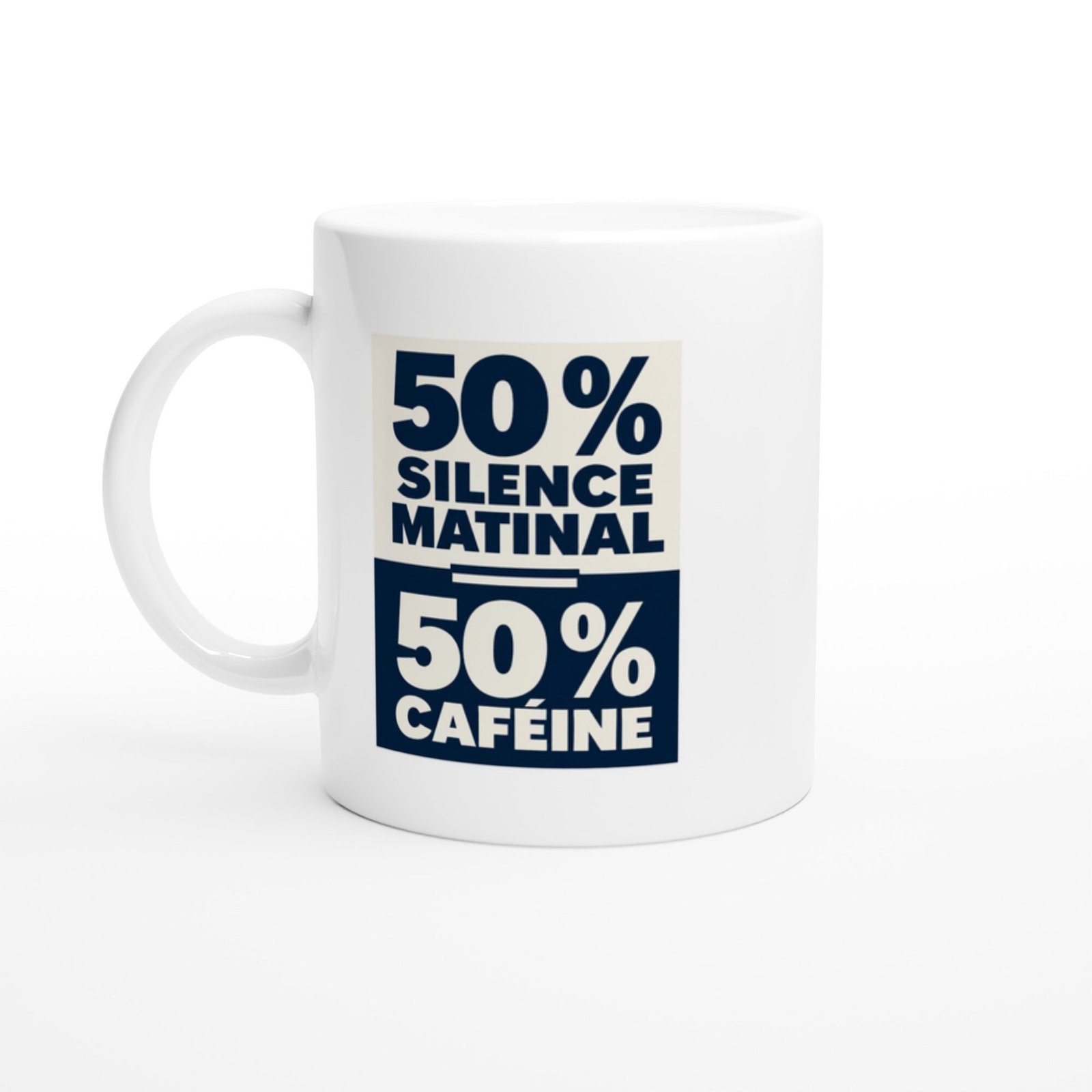 Mug 50 pour cent Silence Matinal 50 pour cent Caféine