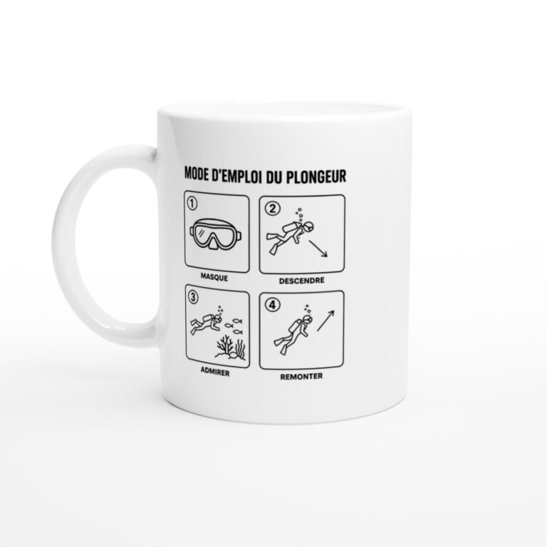 Mug Mode d'Emploi du Plongeur Masque Descendre Admirer Remonter
