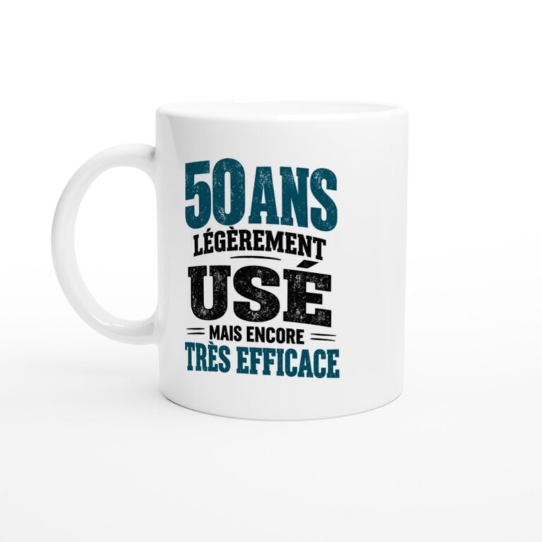 Mug 50 Ans Légèrement Usé Mais Encore Très Efficace