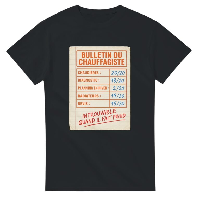 T shirt Bulletin du Chauffagiste Chaudières Diagnostic Planning en Hiver Radiateurs Devis