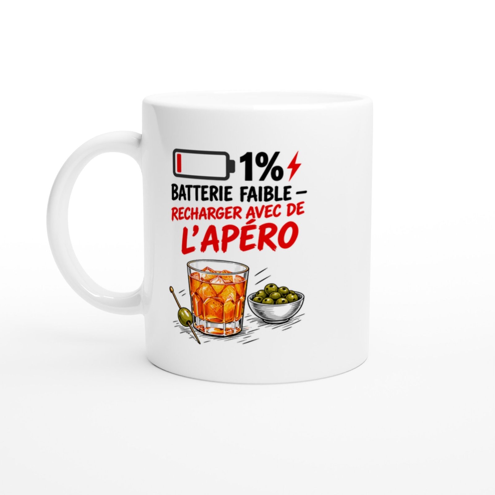 Mug Batterie Faible Recharger Avec De L&rsquo;Apéro