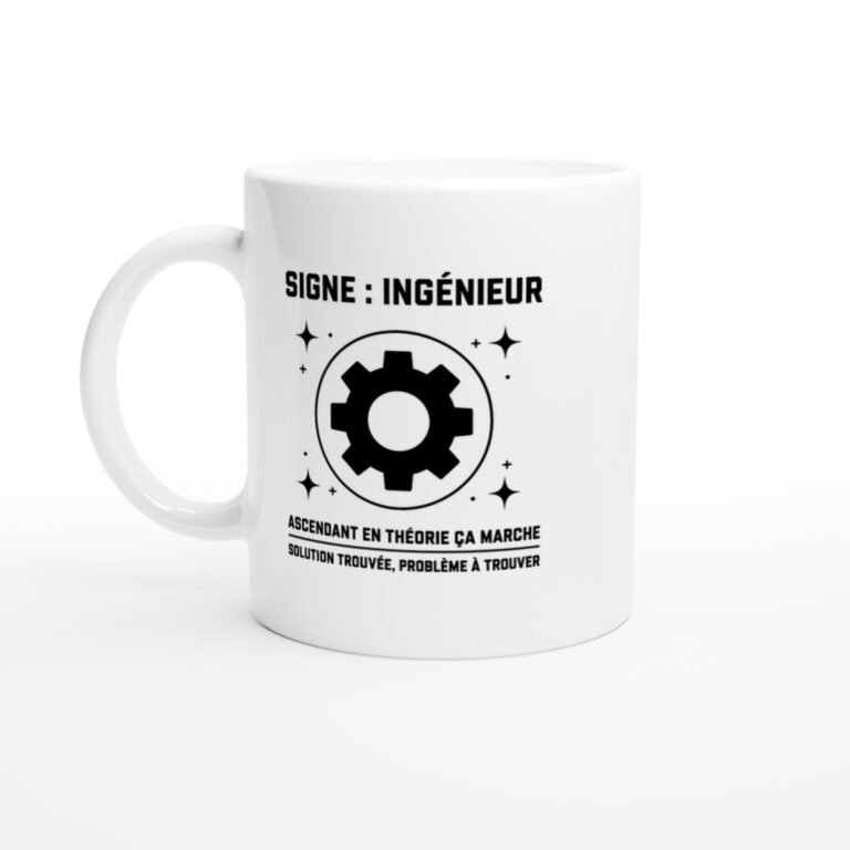 Mug Signe Ingénieur Ascendant en Théorie Ça Marche Solution Trouvée Problème à Trouver