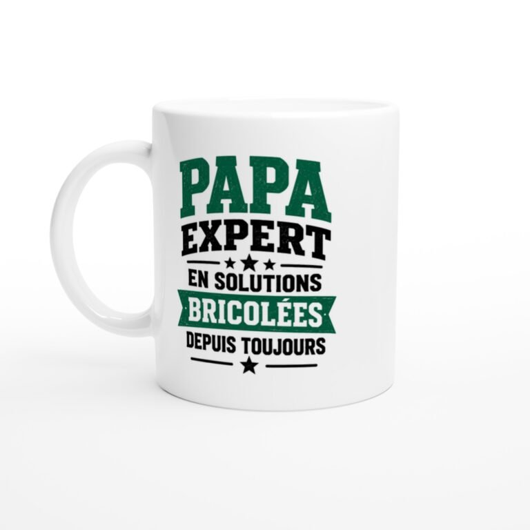 Mug Papa Expert en Solutions Bricolées Depuis Toujours