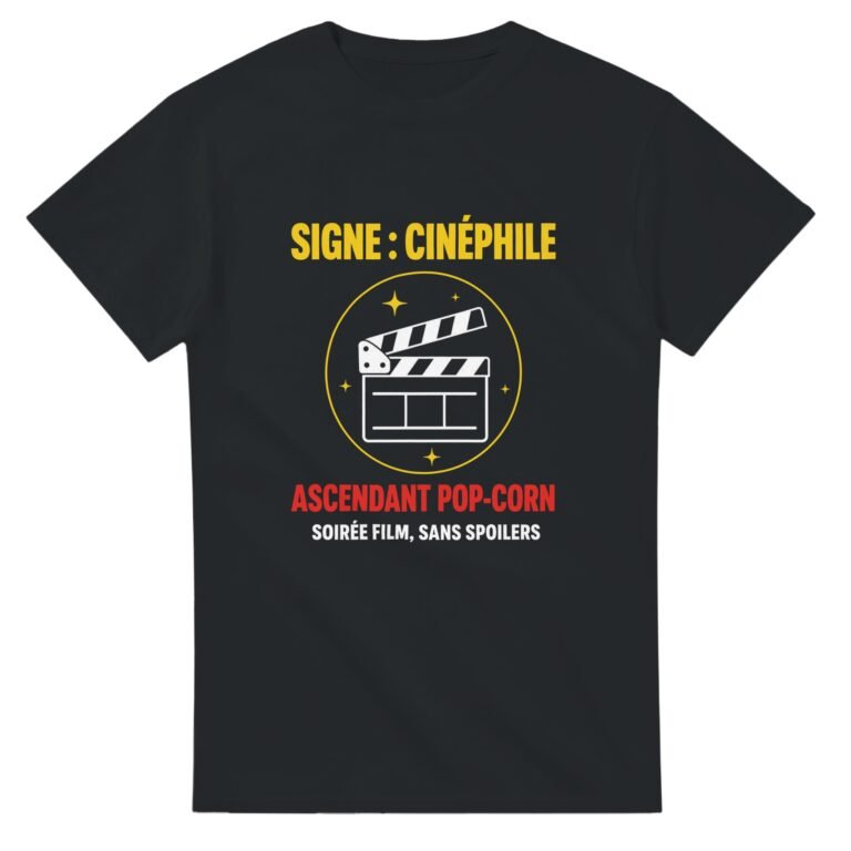 T shirt Signe Cinéphile Ascendant Pop-Corn Soirée Film Sans Spoilers