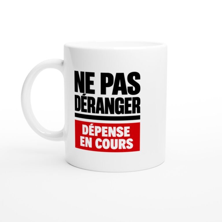 Mug Ne Pas Déranger Dépense en Cours Noir et Rouge