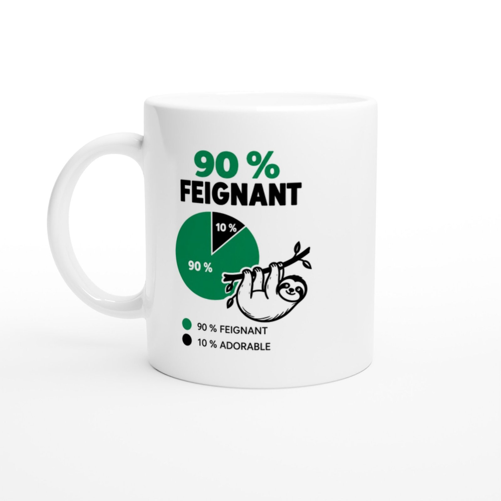 Mug 90 pour cent Feignant 10 pour cent Adorable Camembert Vert