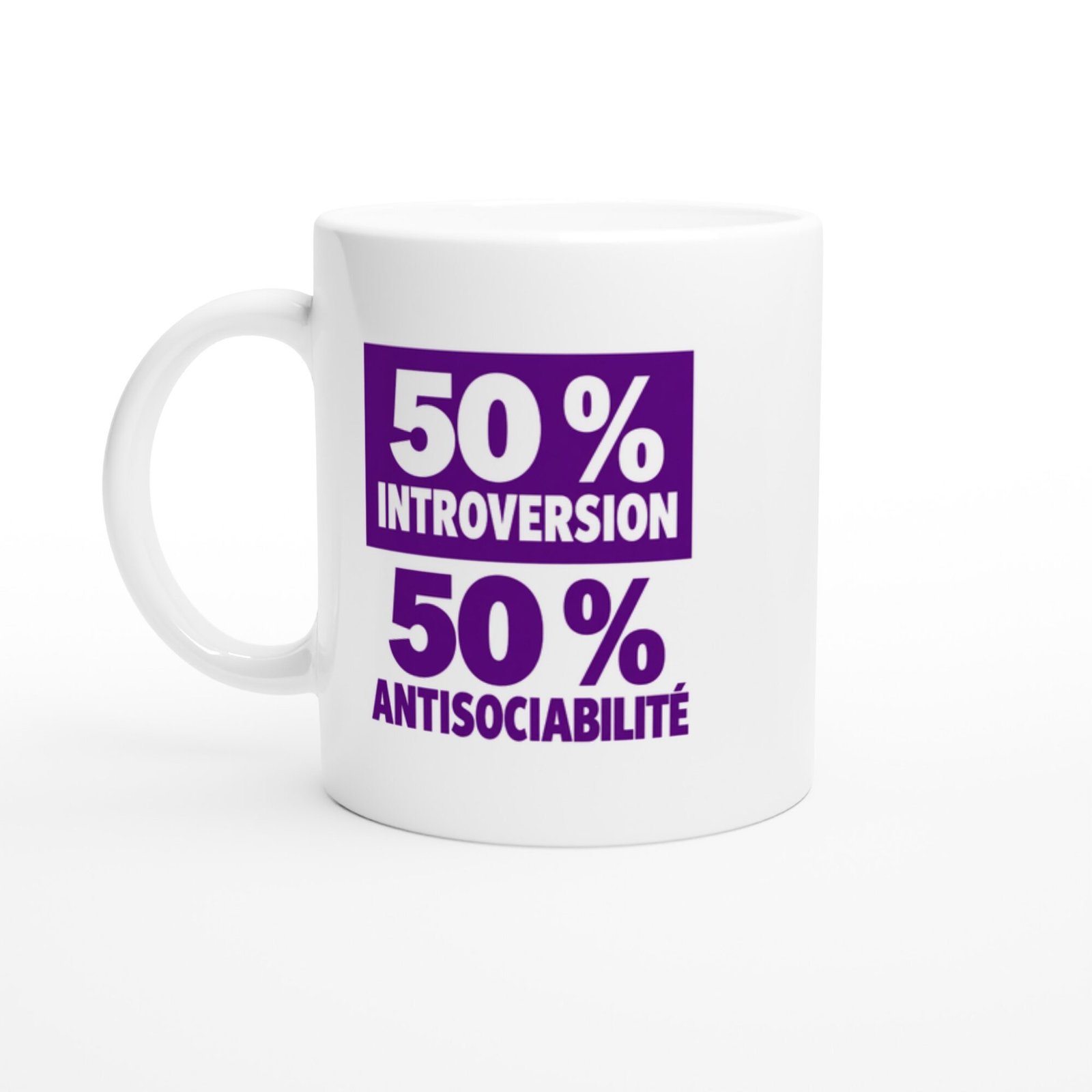 Mug 50 pour cent Introversion 50 pour cent Antisociabilité