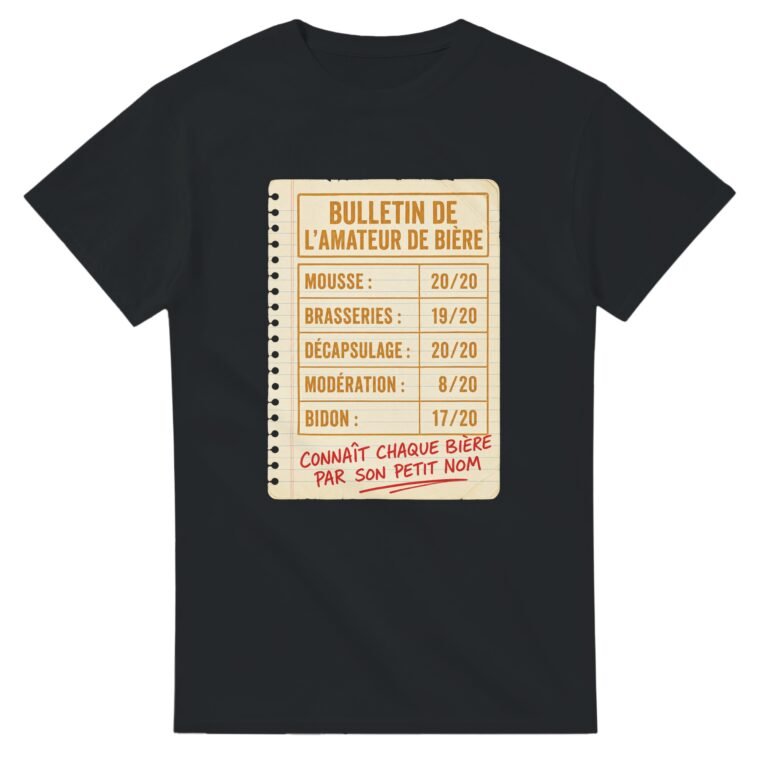 T shirt Bulletin de l'Amateur de Bière Mousse Brasseries Décapsulage Modération Bidon