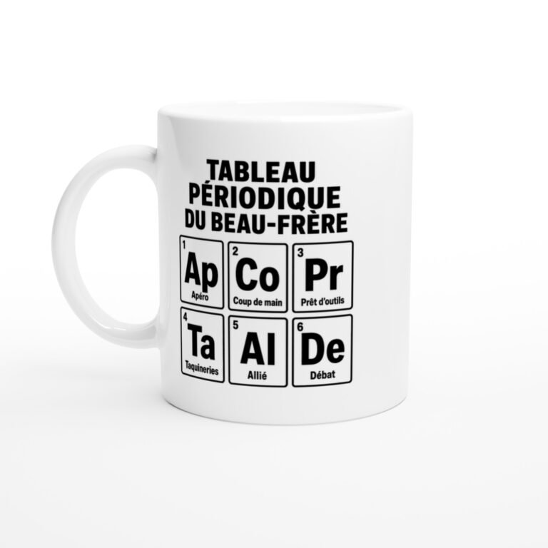 Mug Tableau Périodique du Beau-Frère Apéro Coup de Main Prêt d'Outils Taquineries Allié