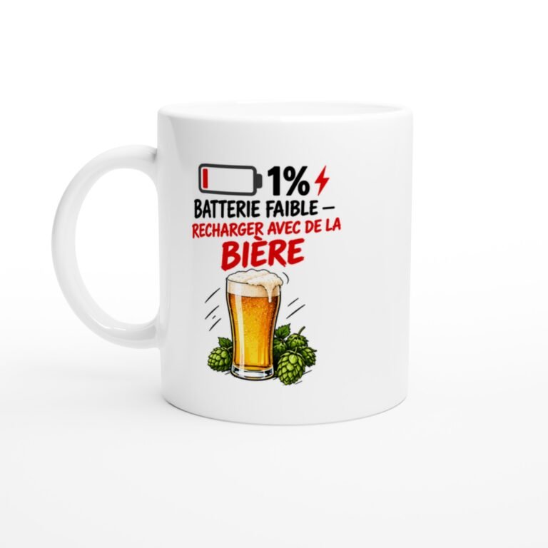 Mug Batterie Faible Recharger Avec De La Bière