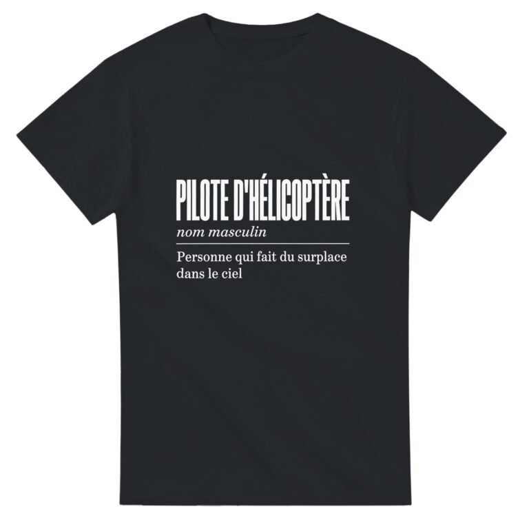 T shirt Pilote d'Hélicoptère Personne Qui Fait du Surplace Dans le Ciel