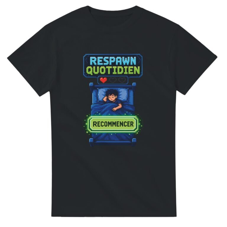 T shirt Gaming Respawn Quotidien Recommencer