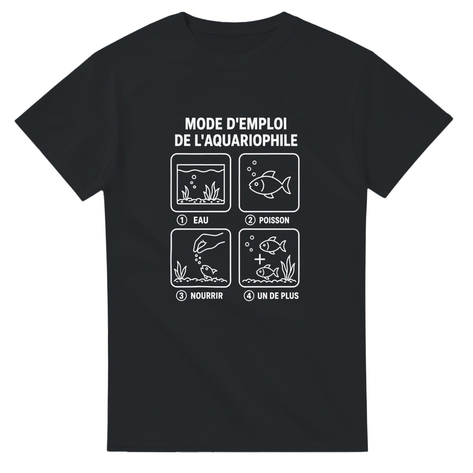 T shirt Mode d&rsquo;Emploi de l&rsquo;Aquariophile Eau Poisson Nourrir un de Plus