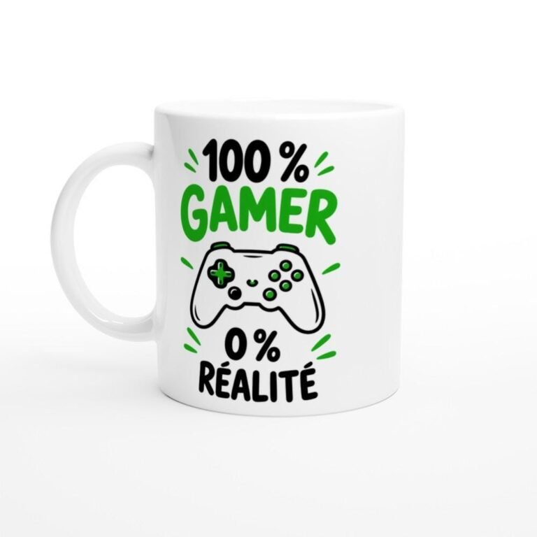 Mug 100 Pour Cent Gamer 0 Pour Cent Réalité - Idée Cadeau