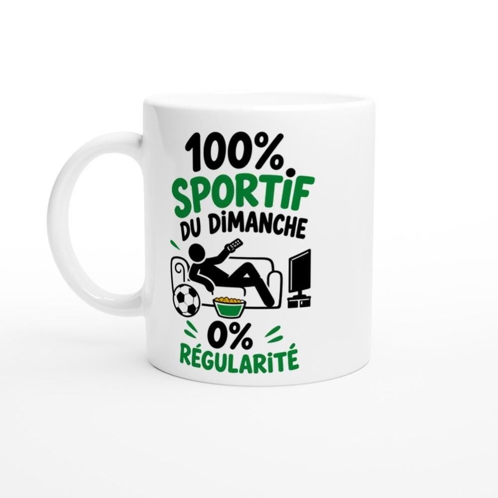 Mug 100 Pour Cent Sportif du Dimanche 0 Pour Cent Régularité – Idée Cadeau Humour Sport