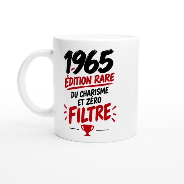 Mug 1965 Édition Rare du Charisme et Zéro Filtre - Idée Cadeau Anniversaire