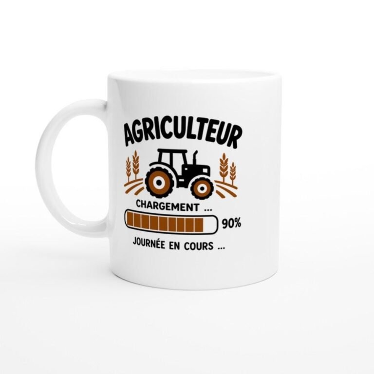 Mug Agriculteur Chargement 90% Journée en Cours - Idée Cadeau