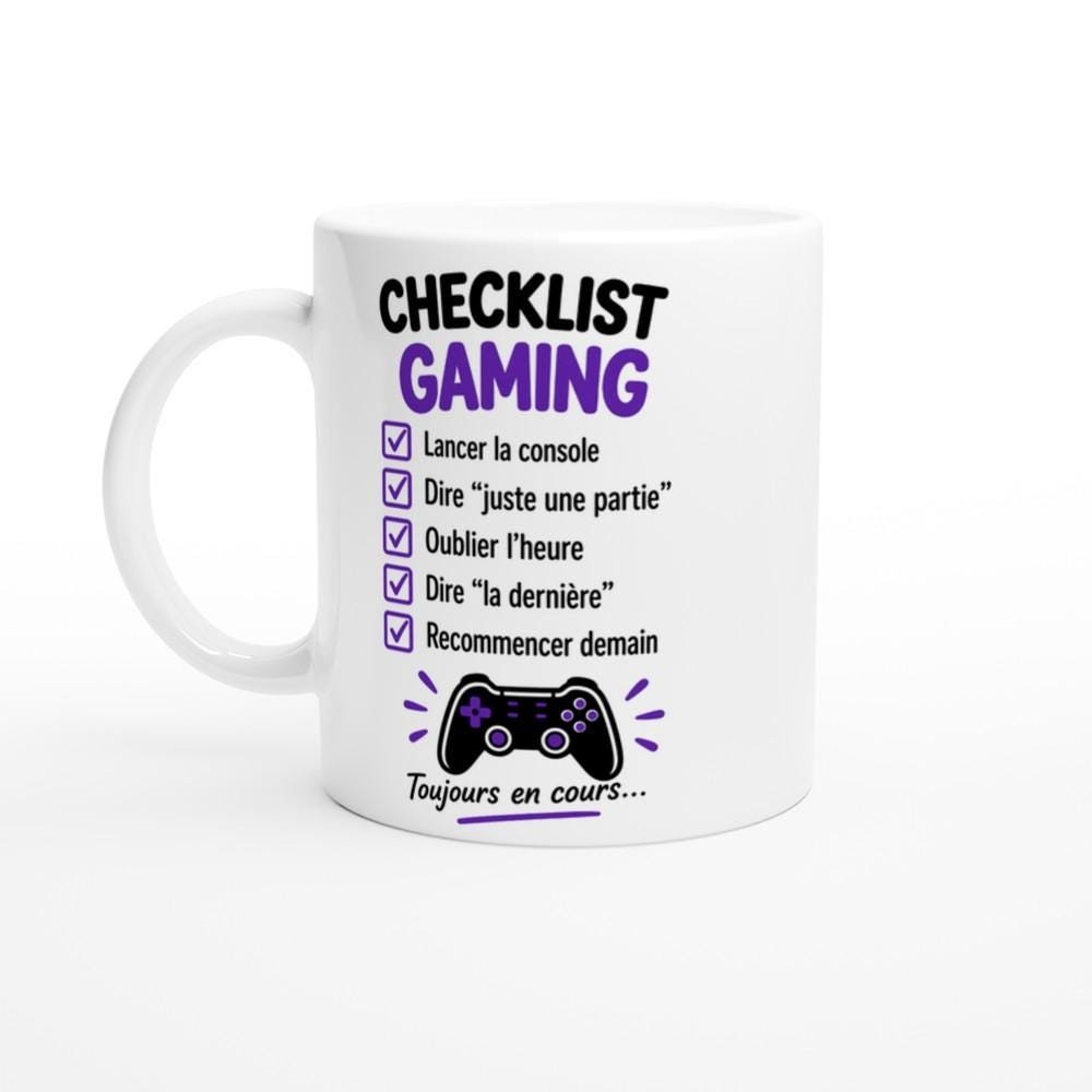 Mug Checklist Gaming Lancer la Console Dire Juste une Partie Oublier – Idée Cadeau