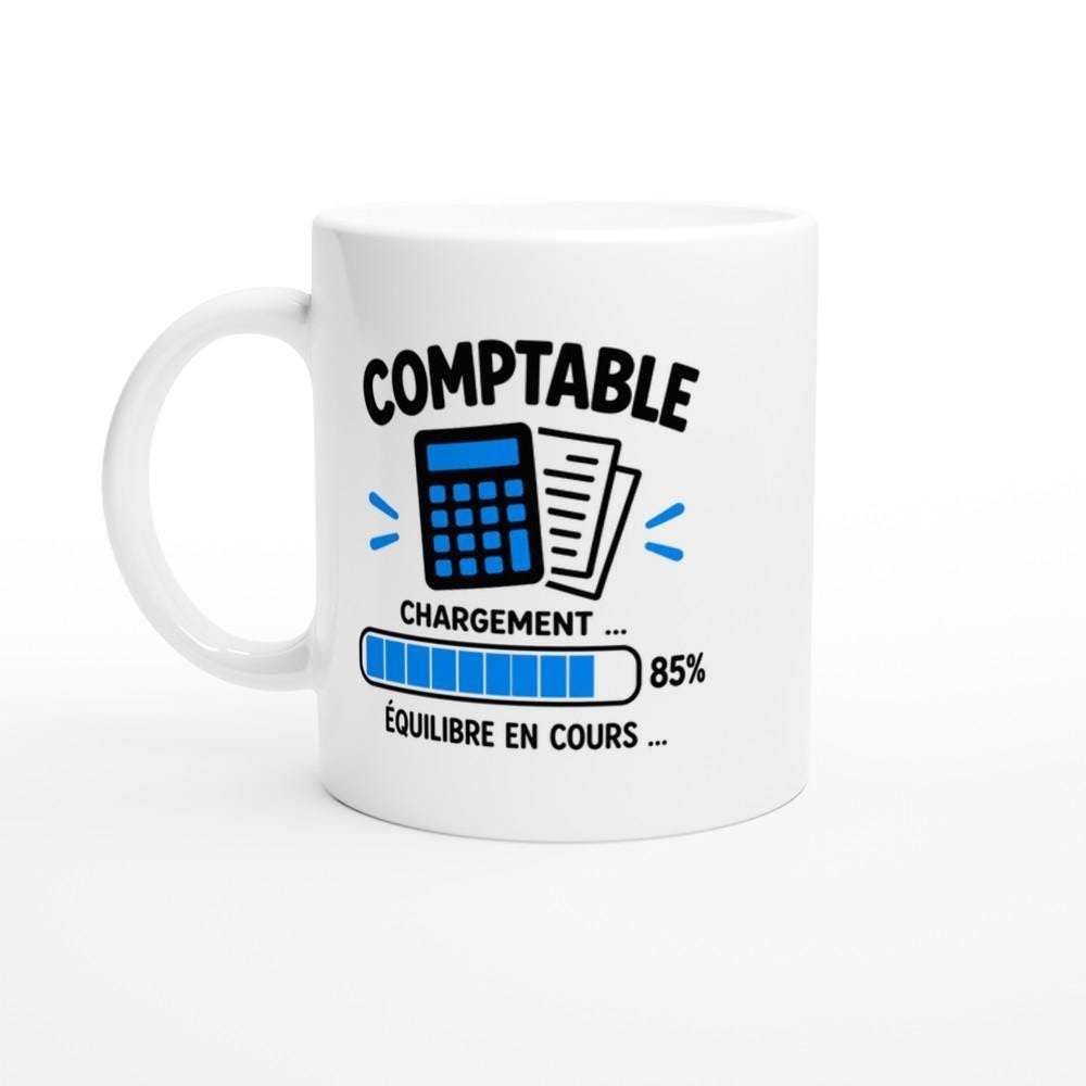 Mug Comptable Chargement 85% Équilibre en Cours – Idée Cadeau