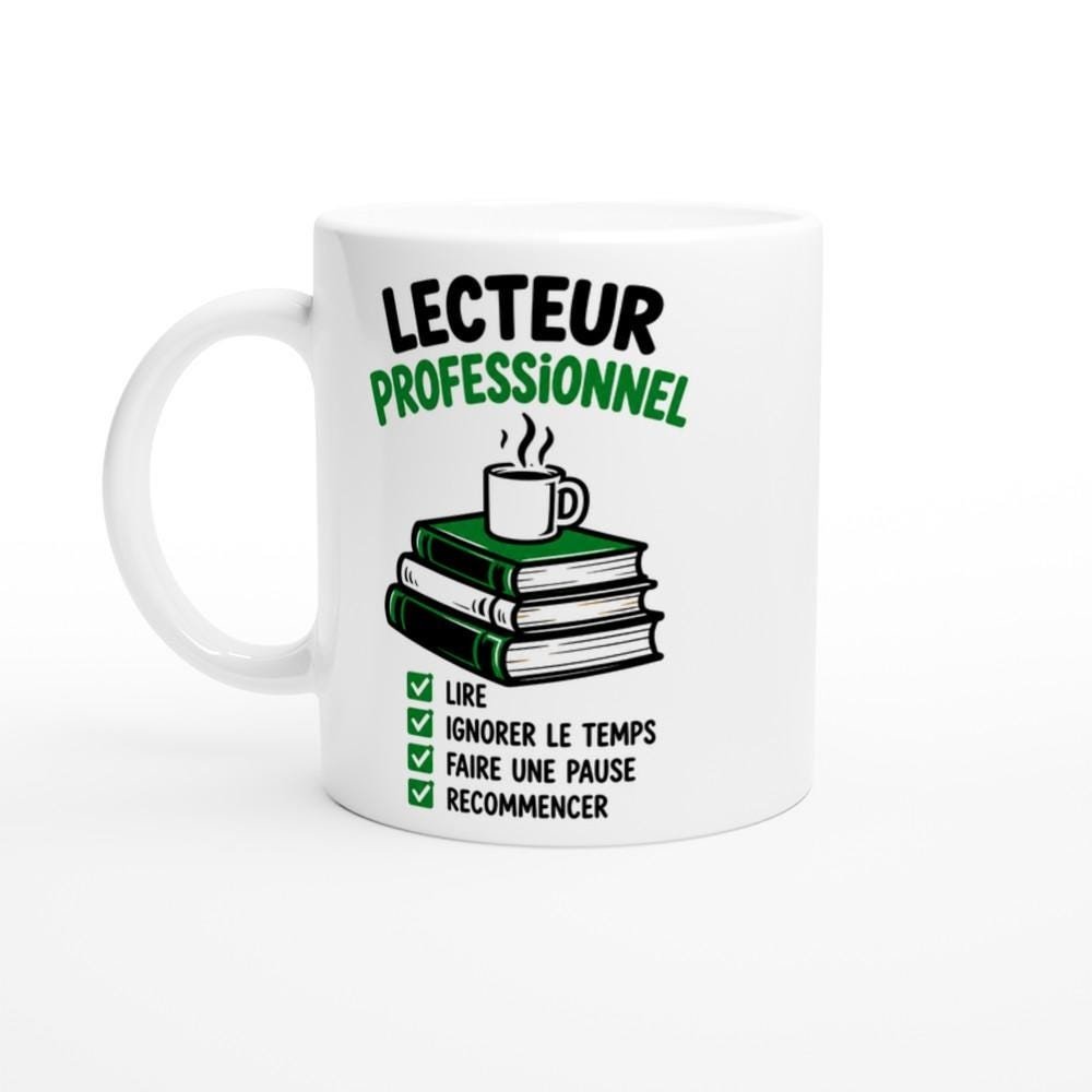 Mug Lecteur Professionnel Lire Ignorer le Temps Faire une Pause Recommencer – Idée Cadeau