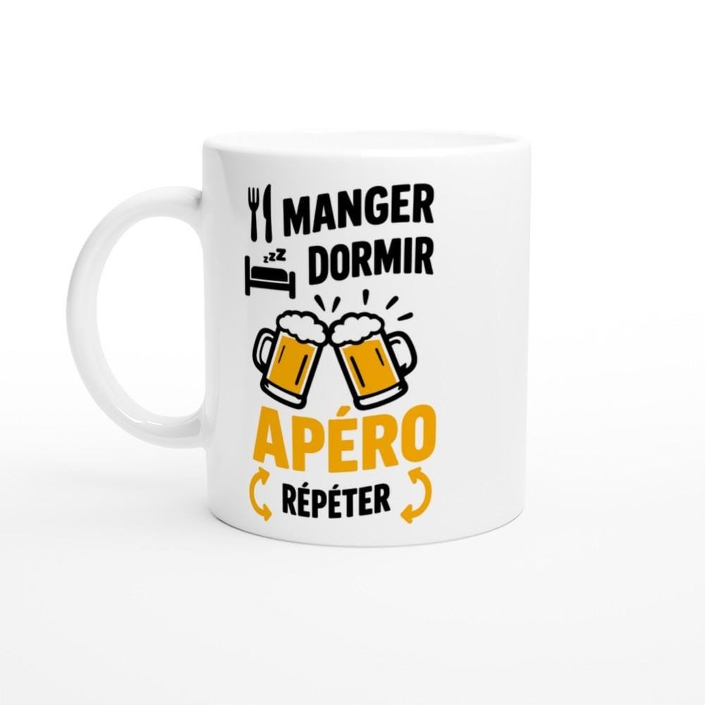 Mug Manger Dormir Apéro Répéter – Idée Cadeau Humour Apéro