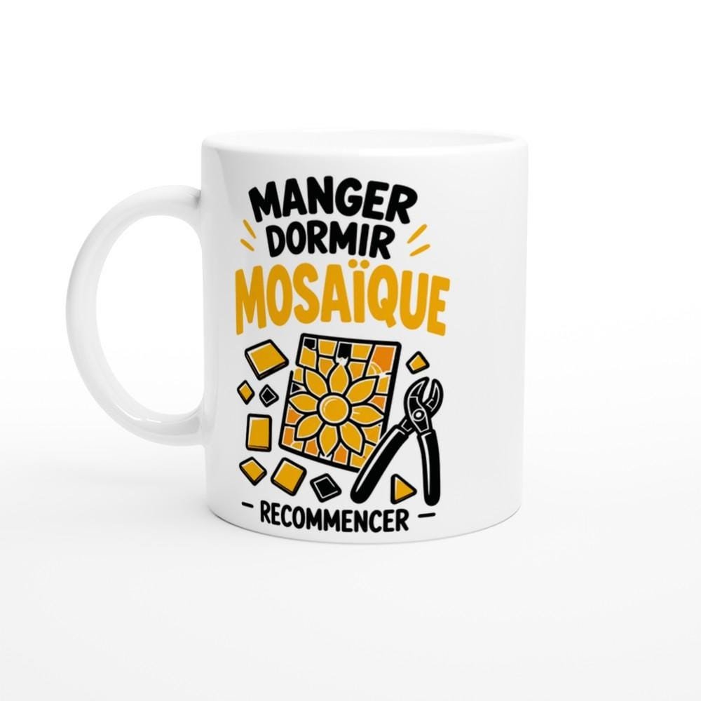 Mug Manger Dormir Mosaïque Recommencer – Idée Cadeau