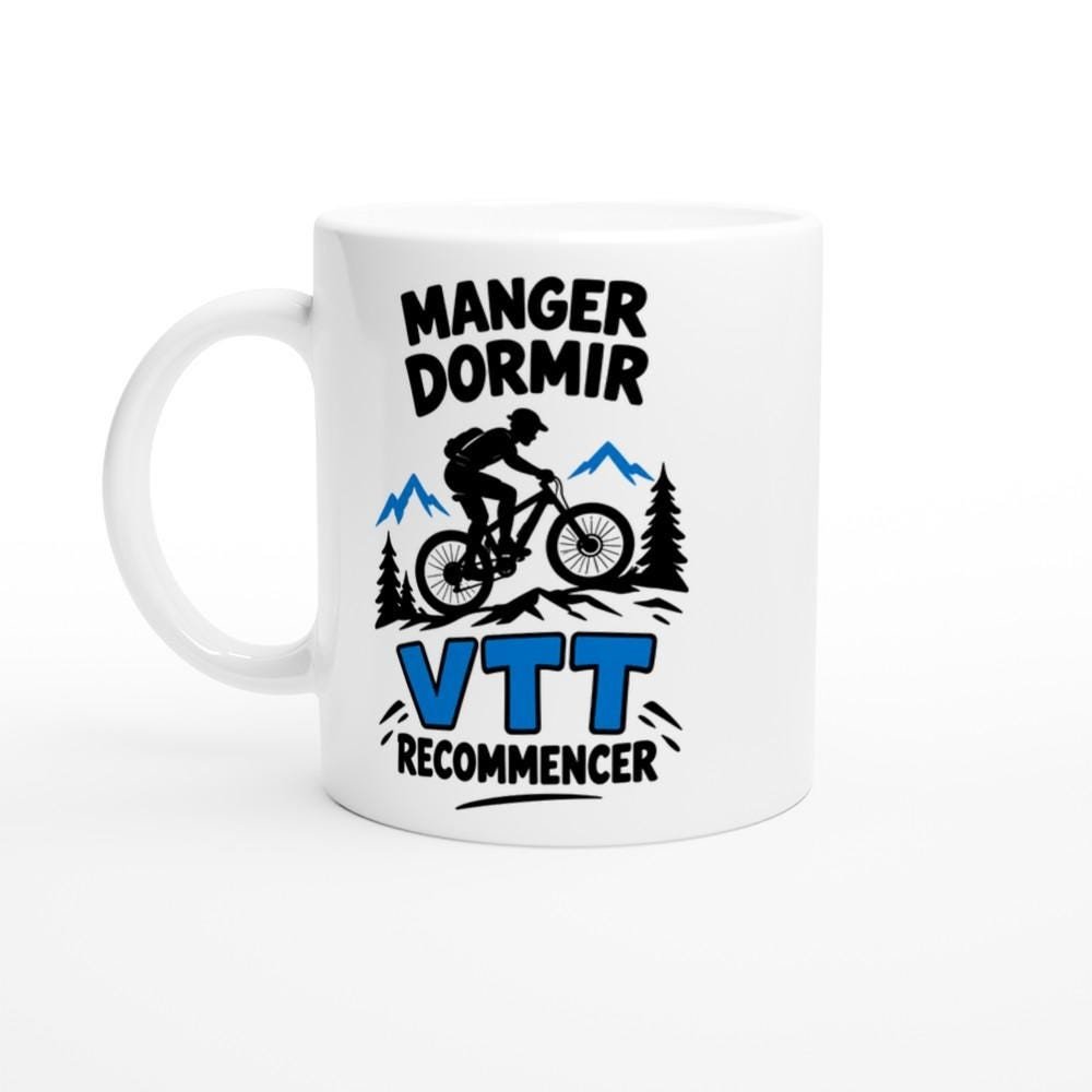 Mug Manger Dormir VTT Recommencer – Idée Cadeau VTT