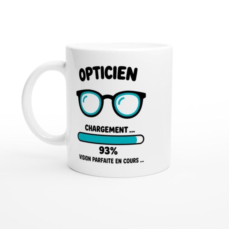 Mug Opticien Chargement 93% Vision Parfaite en Cours - Idée Cadeau