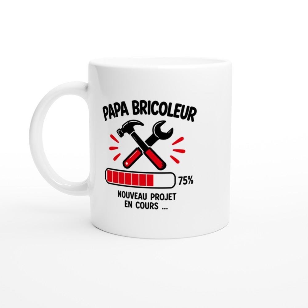 Mug Papa Bricoleur Chargement 75% Nouveau Projet en Cours – Idée Cadeau