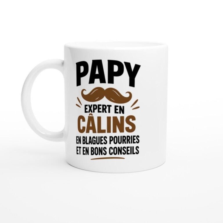 Mug Papy Expert en Câlins en Blagues Pourries et en Bons Conseils - Idée Cadeau