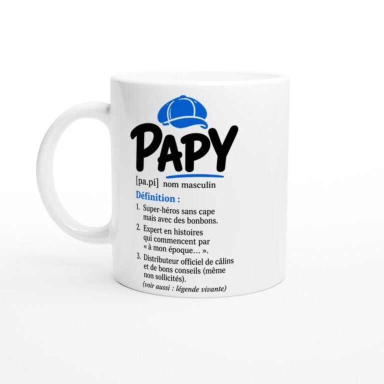 Mug Papy Nom Masculin Définition Super-Héros sans Cape Mais - Idée Cadeau