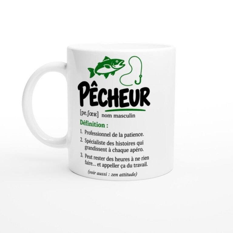 Mug Pêcheur Nom Masculin Définition Professionnel de la Patience - Idée Cadeau
